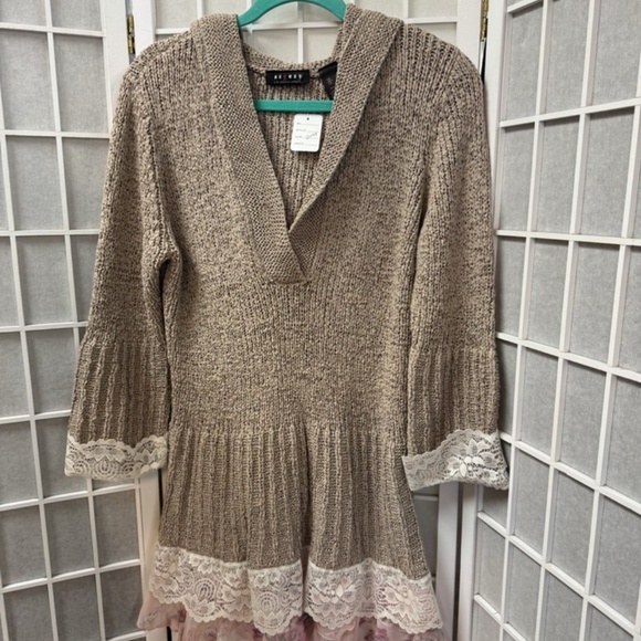 Axcess, Woman, Dress Style Sweater, Brown, Sz XL,Woven Cotton,Hood,Long Sleeve.! - Picture 8 of 12